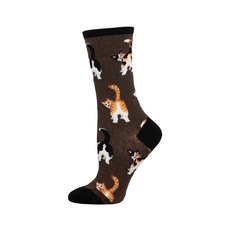 Woman's Socks Cat Butts Brown Heather-artists-and-brands-The Vault