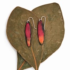 Enamelled Skinny Leaf Earrings Flame Red-jewellery-The Vault