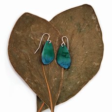 Enamelled Butterfly Wing Earrings Sea Green-jewellery-The Vault