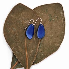 Enamelled Butterfly Wing Earrings Pool Blue-jewellery-The Vault