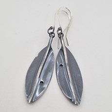 Pohutukawa Leaf Earrings Oxdised Finish-jewellery-The Vault