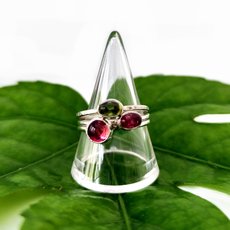 Tourmaline Rings Silver Set of 3 Rings Size P-jewellery-The Vault