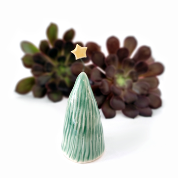 Little Ceramic Christmas Tree Mid Green Tall