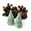 Little Ceramic Christmas Tree Mid Green Tall