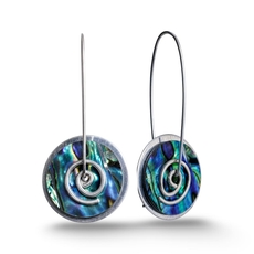 Paua Silver Spiral Drop Earrings Large-jewellery-The Vault