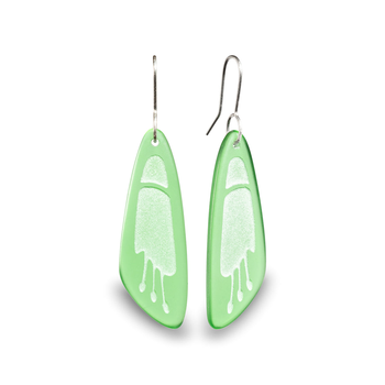 Glass Kowhai Flower Earrings Green