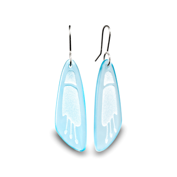 Glass Kowhai Flower Earrings Light Blue