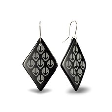 Glass Ponga Diamond Earrings Black-jewellery-The Vault