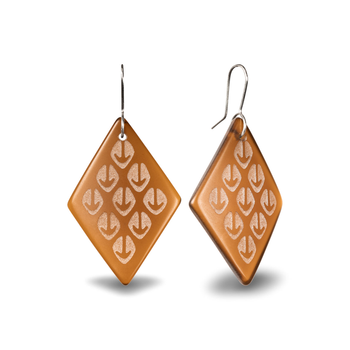 Glass Ponga Diamond Earrings Brown