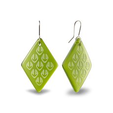 Glass Ponga Diamond Earrings Green-jewellery-The Vault