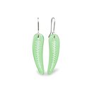 Small Glass Silver Fern Earrings Green