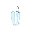 Small Glass Silver Fern Earrings Light Blue