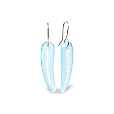 Small Glass Silver Fern Earrings Light Blue-jewellery-The Vault