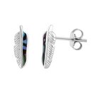 Paua Feather Studs Silver