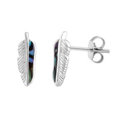 Paua Feather Studs Silver-jewellery-The Vault