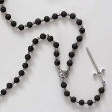 Rosary with Lava Beads and Rainbow Moonstone-jewellery-The Vault