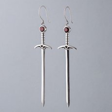 Garnet Sacred Blades Earrings-jewellery-The Vault