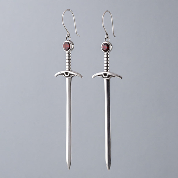 Garnet Sacred Blades Earrings