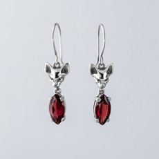 Salem Cat Garnet Drop Earrings-jewellery-The Vault