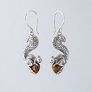 Tigers Eye Squirrel Earrings Silver