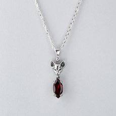 Salem Cat Garnet Drop Pendant-jewellery-The Vault