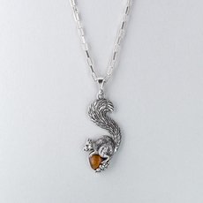 Tigers Eye Squirrel Charm Pendant Silver-jewellery-The Vault