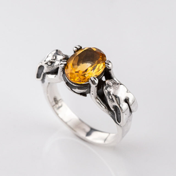 Citrine Lucky Bunny Ring Silver