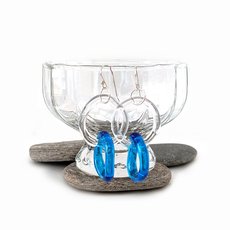 Glass Link Earrings Teal-jewellery-The Vault