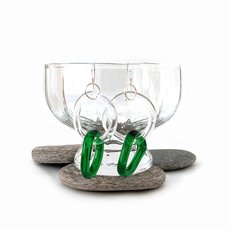 Glass Link Earrings Green-jewellery-The Vault