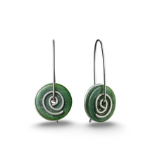 Greenstone Silver Spiral Drop Earrings Small-jewellery-The Vault