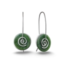 Greenstone Silver Spiral Drop Earrings Medium