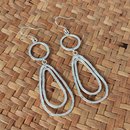 Silver Round and Double Teardrop Earrings