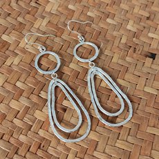 Silver Round and Double Teardrop Earrings-jewellery-The Vault