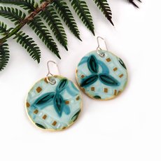 Porcelain Earrings Large Disc Blue -jewellery-The Vault