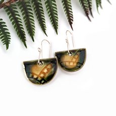 Porcelain Earrings Half Disc Olive-jewellery-The Vault