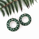 Porcelain Earrings Large Donut Green