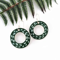 Porcelain Earrings Large Donut Green-jewellery-The Vault