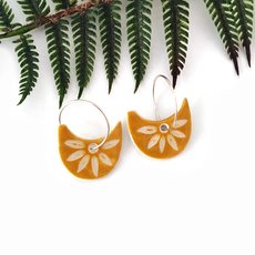 Porcelain Earrings Freeform Yellow-jewellery-The Vault