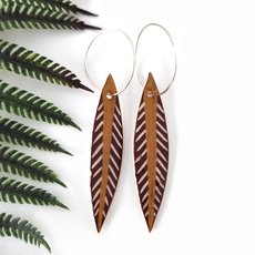 Porcelain Earrings Long Leaf Brown-jewellery-The Vault