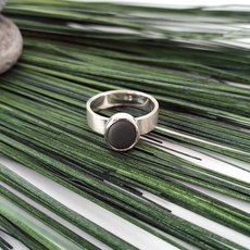 Orepuki Gemstone Beach Pebble Argillite Ring Silver-jewellery-The Vault