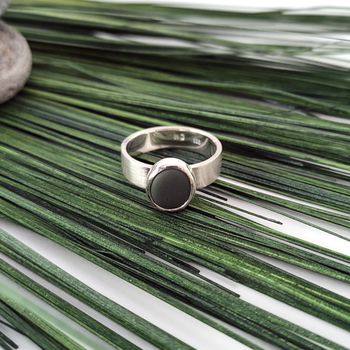 Orepuki Gemstone Beach Pebble Argillite Ring Silver