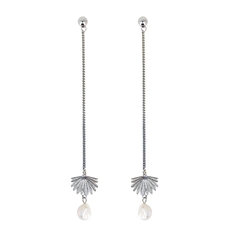 Fan Tail Pearl Drop Earrings-jewellery-The Vault