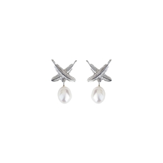 Feather Kisses Pearl Drop Studs-jewellery-The Vault