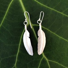 Short Seagull Feather Earrings Silver-jewellery-The Vault