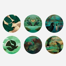 Birds of New Zealand Coaster Set of 6-artists-and-brands-The Vault