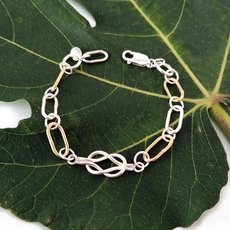 Silver and Brass Oval Link Bracelet with Knot-jewellery-The Vault