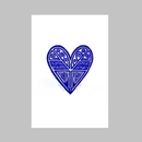 Aroha Wood Cut Art Print Blue