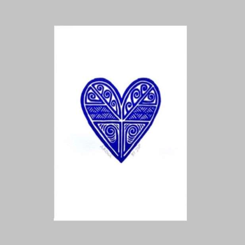 Aroha Wood Cut Art Print Blue