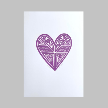 Aroha Wood Cut Art Print Purple