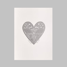 Aroha Wood Cut Art Print Silver-artists-and-brands-The Vault